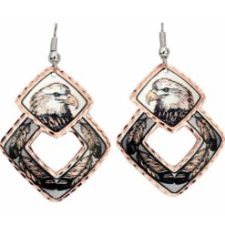 Eagle Head Earrings Created in Cut Out Rectangular