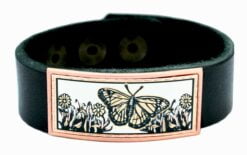 Butterfly and Flowers Copper Art Leather Bracelets
