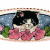 Cat & Red Roses Handmade Hair Clips
