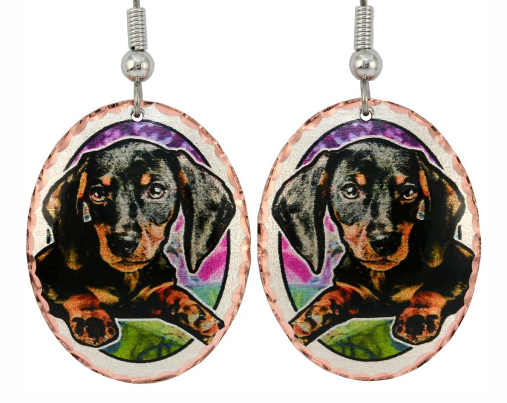 NEWEI Acrylic Cute Boho Wiener Dachshund Dangle Earrings Fun Puppy Pets Bohemian Design Jewellery Accessories Weiner Dog Gifts For Women Dog Mom Animal Lovers (Blue