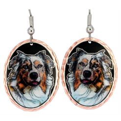 Shepherd Earrings, Colorful Copper Dog Jewelry