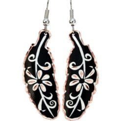 Flower Earrings Handmade in Copper Feather