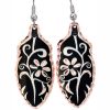 Unique Feather Copper Flower Earrings