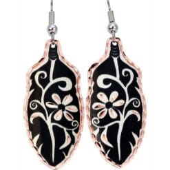 Feather Shape Copper Flower Earrings