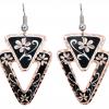 Black Flower Earrings Handmade from Copper