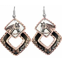 Handmade Unique Earrings, Western Horse Head Earrings