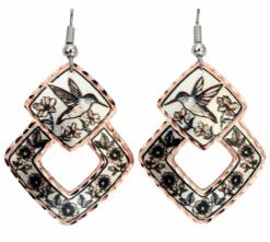 Cut Out Square Hummingbird Earrings
