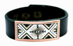 Leather Bracelet Handcrafted in SW Native Indian Art