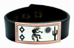 Leather Bracelet Handmade Kokopelli Copper Design