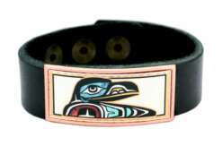 Colorful NW Native Raven Leather Bracelets