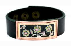 Leather Bracelets with Colorful Floral Artwork