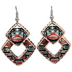 Alaska Northwest Haida Native Human Earrings in Cut Out Style