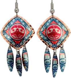 Alaska NW Native Sun Totem Dangle Earrings