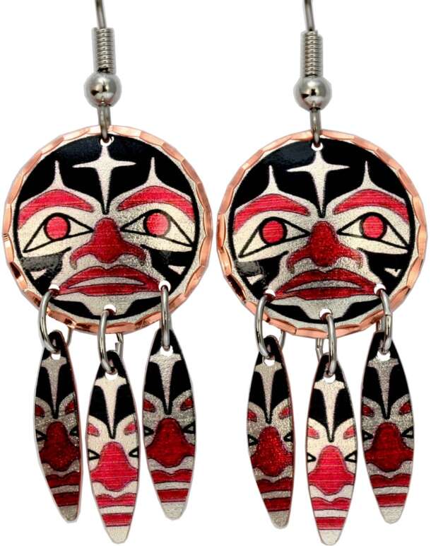 Alaska NW Native Sun Totem Earrings