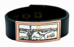 Roadrunner & Desert Art Leather Bracelet