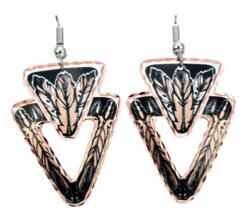 Unique Copper Earrings with Feather Design