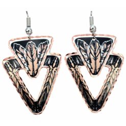 Triangle Cut Out Copper Feather Earrings
