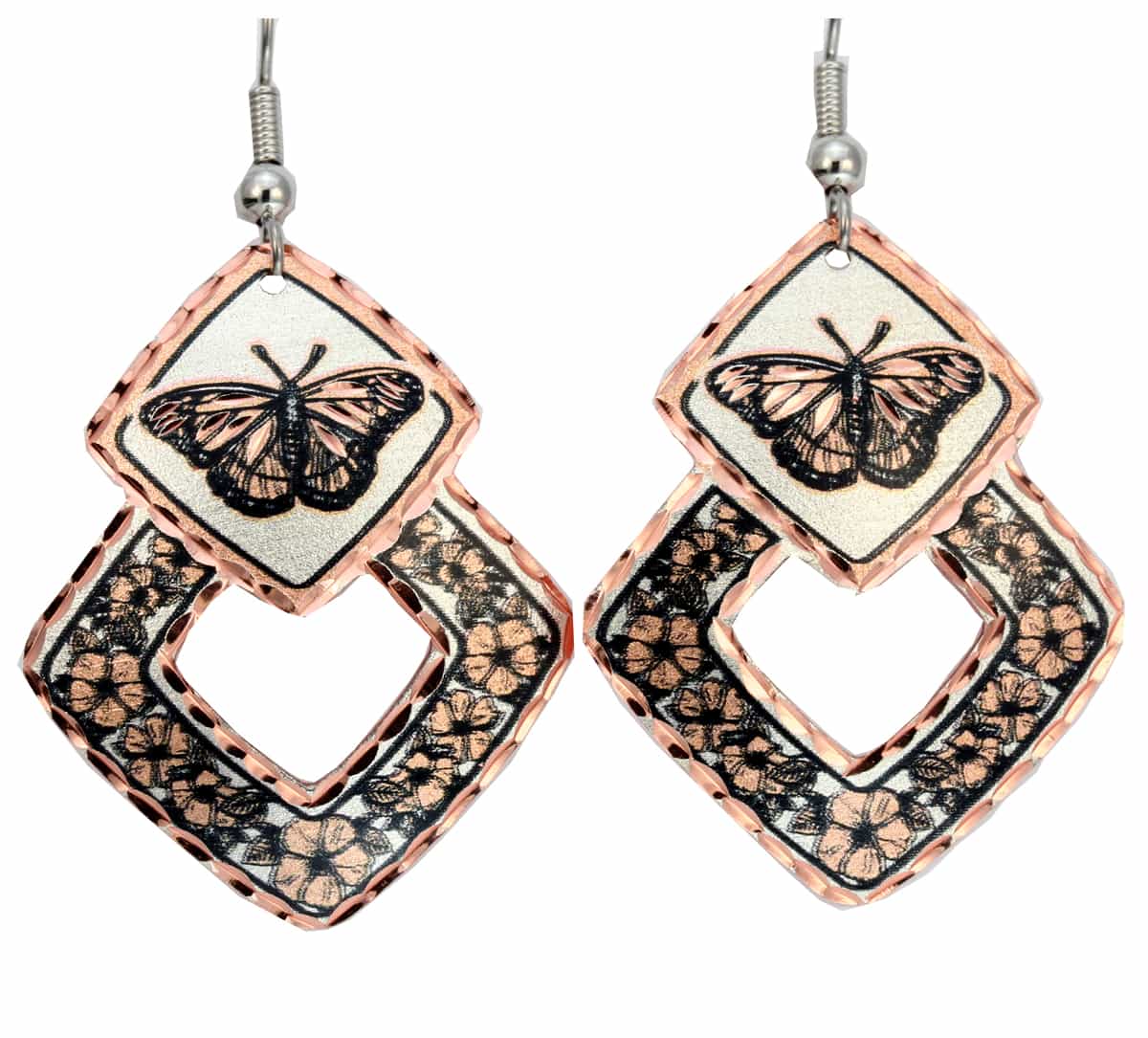 Abalone Inlay SilverPlated Butterfly Earrings, Abalone Jewelry