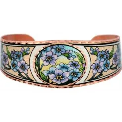 Handmade copper Alaska forget-me-not flower bracelet diamond-cut by hand to sparkle