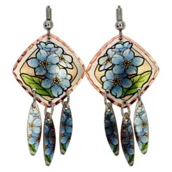 Forget Me Not Dangle Earrings Created in Square Shape