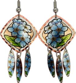 Square Forget Me Not Dangle Earrings