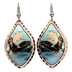 Colorful Copper Eagle Earrings