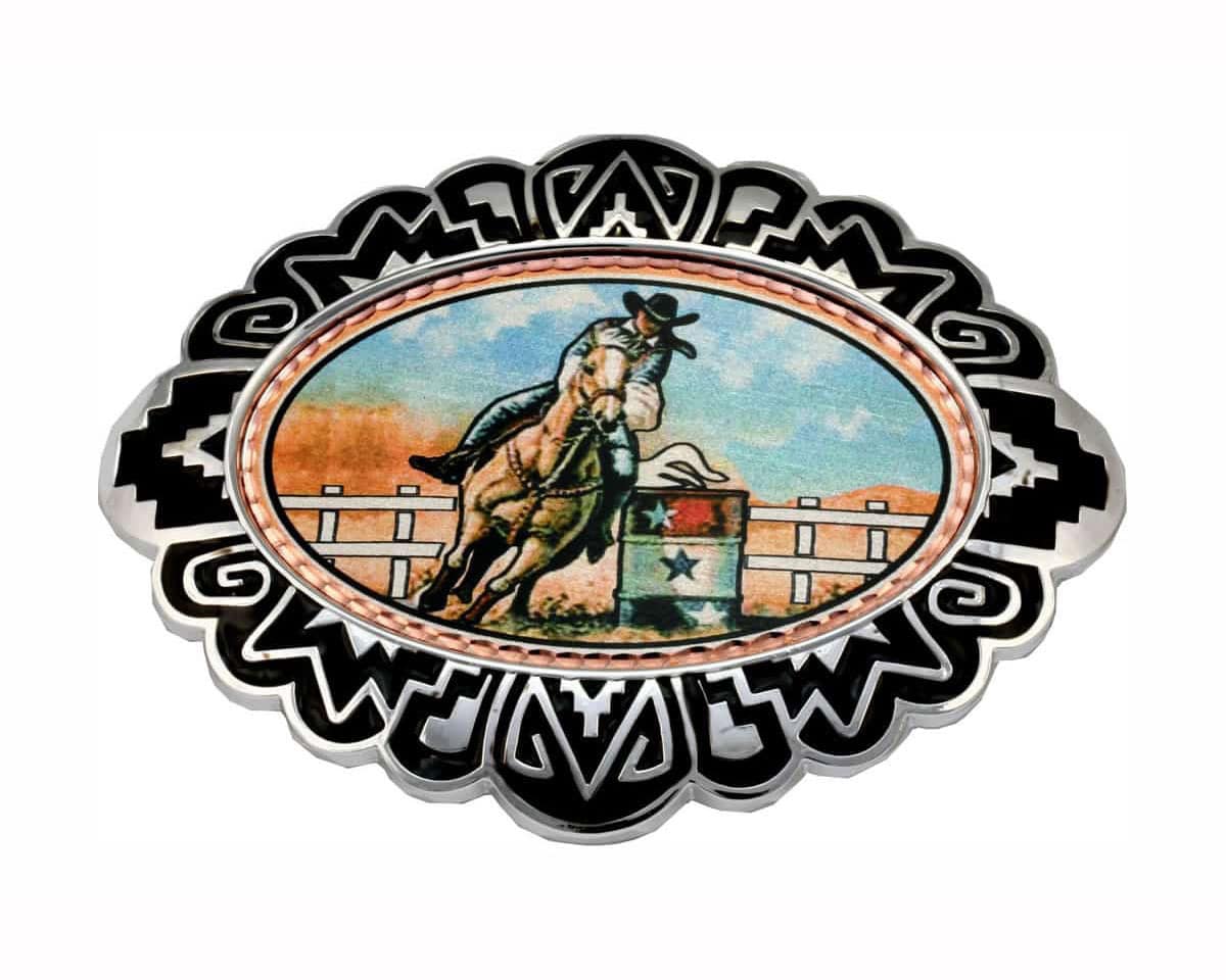 Colorful Barrel Racer Western Belt Buckles Colorful Barrel Racer Western Belt Buckles