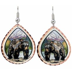 Colorful Bear design on unique copper earrings