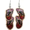 Bigfoot Earrings, Silhouette on Rainbow Footprints Earrings