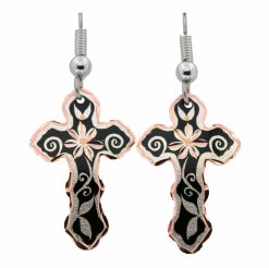 Black Color Cross Flower earrings