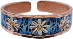 Blue Background Flower Unique Rings, Handcrafted Rings