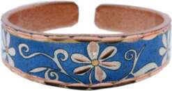 Handcrafted Flower Rings with Blue Background