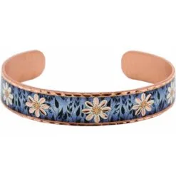 Cuff Bracelets Handcrafted in Flower Design with Blue Background