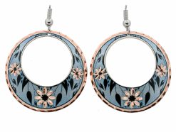 Blue Round Flower Earrings