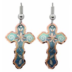 Cross Earrings with Gorgeous Floral Design