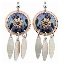 Dangle Flower Earrings in Blue Background Color