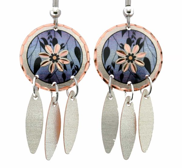 Round Dangle Flower Earrings