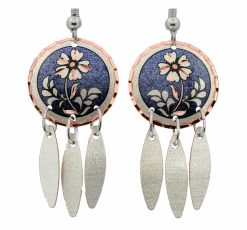 Blue Dangle Flower Earrings