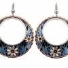 Blue Round Flower Earrings