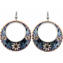 Circle Flower Earrings in Blue Color