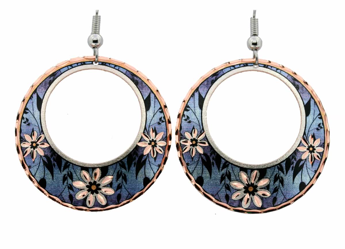 Blue Round Flower Earrings Blue Round Flower Earrings