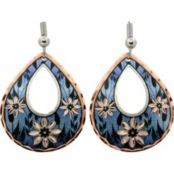 Blue Background Flower Teardrop Earrings