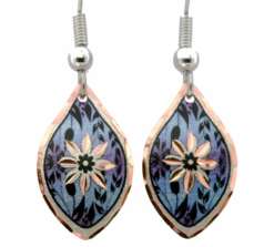 Blue Teardrop Flower Earrings