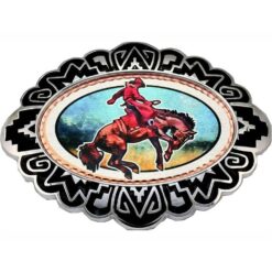 Silver Plated Cowboy Belt Buckles Presented in Bronco Buster Design