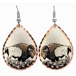 Unique copper earrings with Buffalo design
