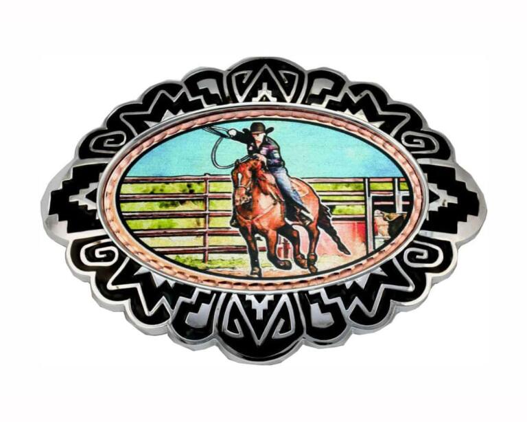 Calf Roping Rodeo Belt Buckle, Men's Trendy Cowboy Belt Buckles