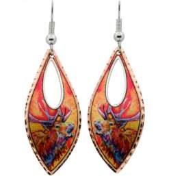 Colorful Teardrop Elk Earrings