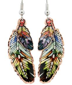 Copper Feather Dangle Earrings