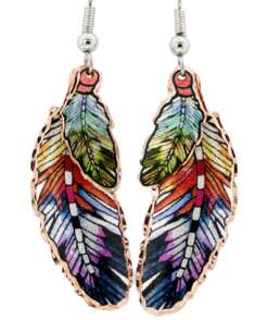 Copper Feather Dangle Earrings