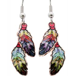 Copper Dangle Feather Earrings